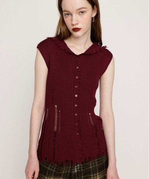 SLY FRONT BUTTON KNIT HOODIE フーディ サマーニット SLY ニット セーター FRONT BUTTON KNIT HOODIE フロントボタン
