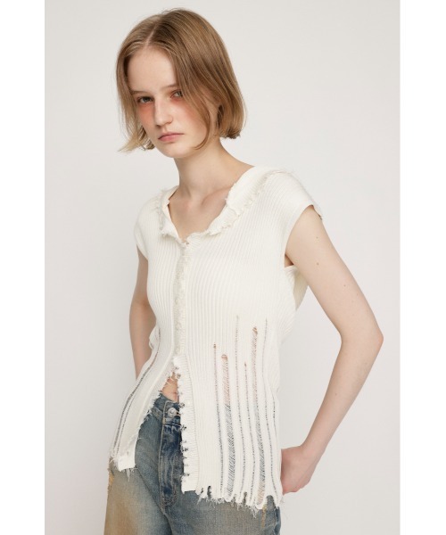 FRONT BUTTON KNIT HOODIE フロントボタン ニット フーディ