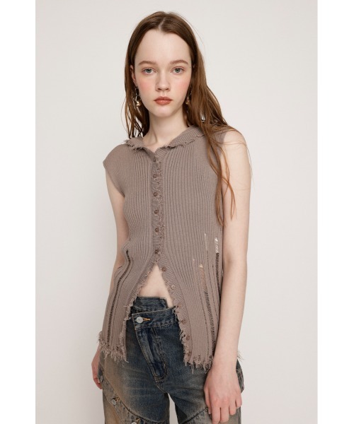 SLY FRONT BUTTON KNIT HOODIE フーディ サマーニット FRONT BUTTON KNIT HOODIE フロントボタン ニット フーディ