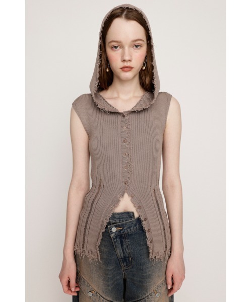 SLY FRONT BUTTON KNIT HOODIE フーディ サマーニット FRONT BUTTON KNIT HOODIE フロントボタン ニット フーディ