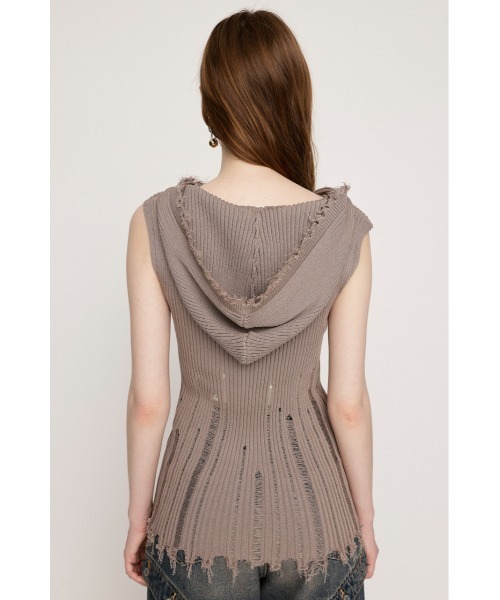ニット セーター FRONT BUTTON KNIT HOODIE フロントボタン ニット フーディ サマーニット レディース SLY（スライ）の「FRONT BUTTON KNIT HOODIE フロントボタン