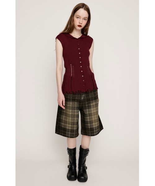 SLY FRONT BUTTON KNIT HOODIE フーディ サマーニット SLY ニット セーター HinaYoshiharaxSLY KNIT HOODIE