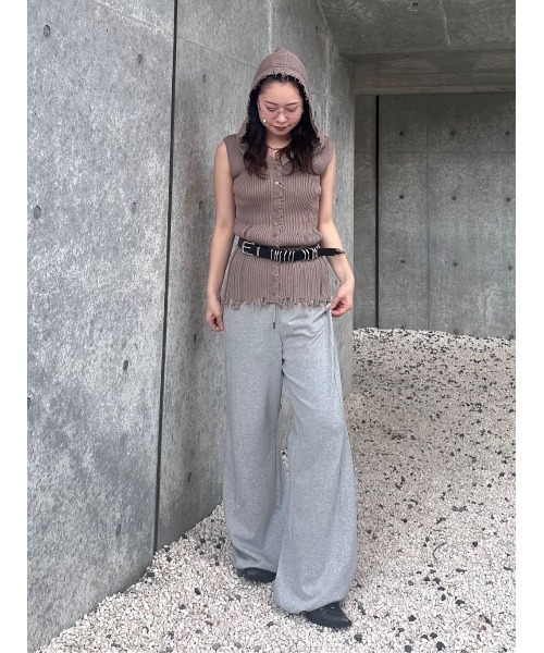 セール】FRONT BUTTON KNIT HOODIE フロントボタン ニット フーディ