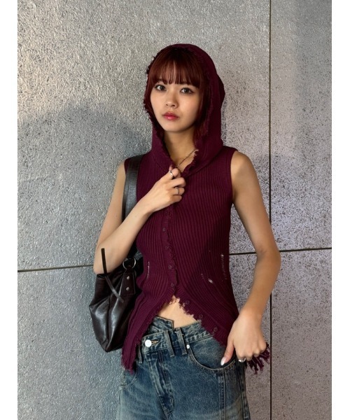 SLY FRONT BUTTON KNIT HOODIE フーディ サマーニット FRONT BUTTON KNIT HOODIE フロントボタン ニット フーディ