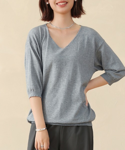 STRASBURGO新品未使用Vネック　ネイビーハイゲージニット セーター trim_ofkss_item030f3c9ea4b511e