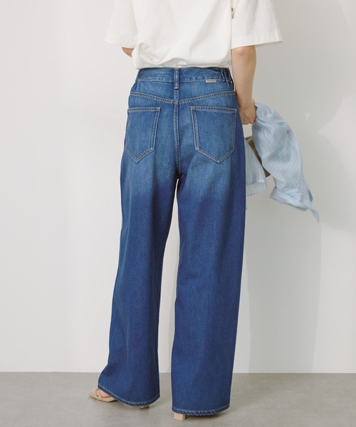AMERICAN HOLIC（アメリカンホリック）の「接触冷感 ワイドデニム（デニムパンツ・レディース・インディゴブルー/ライトインディゴブルー・S/M/L）」の7枚目の写真