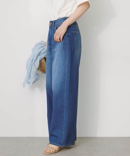 AMERICAN HOLIC（アメリカンホリック）の「接触冷感 ワイドデニム（デニムパンツ・レディース・インディゴブルー/ライトインディゴブルー・S/M/L）」の8枚目の写真