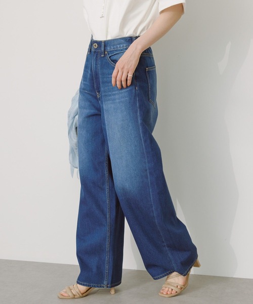 AMERICAN HOLIC（アメリカンホリック）の「接触冷感 ワイドデニム（デニムパンツ・レディース・インディゴブルー/ライトインディゴブルー・S/M/L）」の9枚目の写真