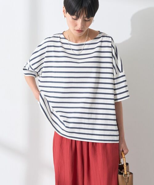 AMERICAN HOLIC（アメリカンホリック）の「バスクボーダー半袖プルオーバー（Tシャツ/カットソー・レディース・ブラック/ブルー/ピンク/ネイビー/イエロー・M/L）」の9枚目の写真