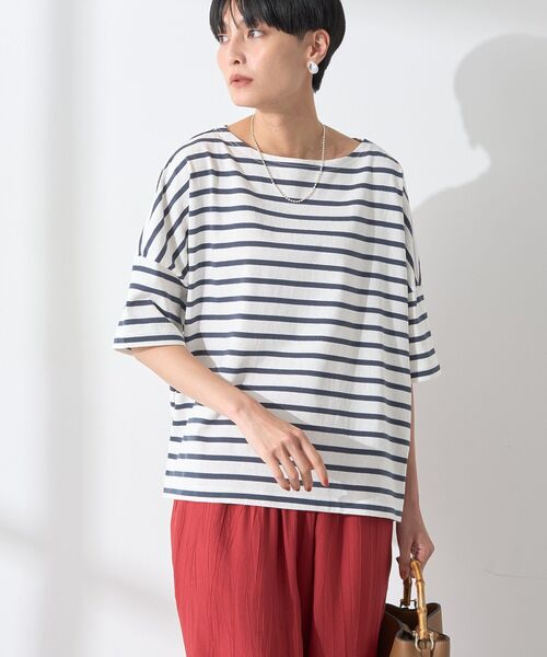 AMERICAN HOLIC（アメリカンホリック）の「バスクボーダー半袖プルオーバー（Tシャツ/カットソー・レディース・ブラック/ブルー/ピンク/ネイビー/イエロー・M/L）」の11枚目の写真