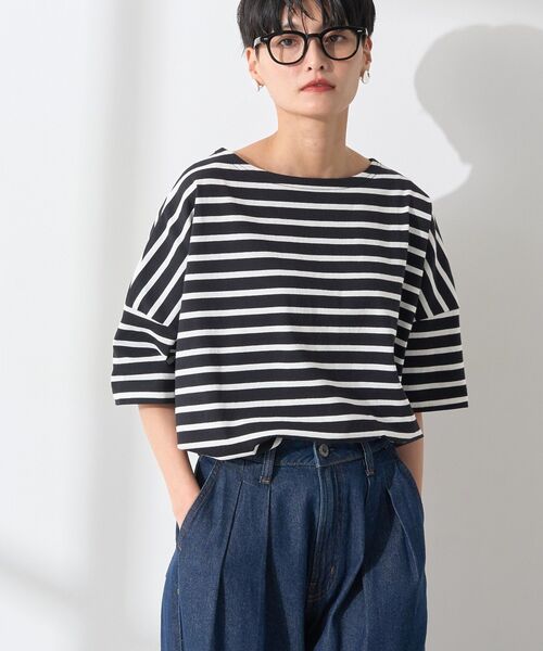 AMERICAN HOLIC（アメリカンホリック）の「バスクボーダー半袖プルオーバー（Tシャツ/カットソー・レディース・ブラック/ブルー/ピンク/ネイビー/イエロー・M/L）」の16枚目の写真