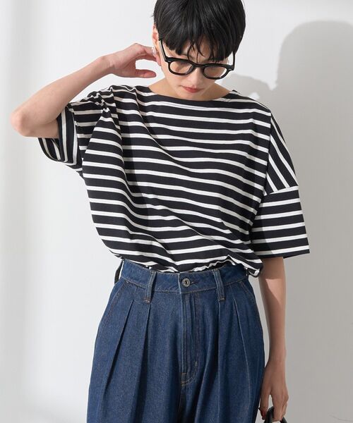 AMERICAN HOLIC（アメリカンホリック）の「バスクボーダー半袖プルオーバー（Tシャツ/カットソー・レディース・ブラック/ブルー/ピンク/ネイビー/イエロー・M/L）」の17枚目の写真