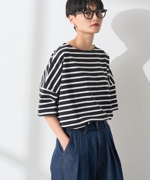 AMERICAN HOLIC（アメリカンホリック）の「バスクボーダー半袖プルオーバー（Tシャツ/カットソー・レディース・ブラック/ブルー/ピンク/ネイビー/イエロー・M/L）」の18枚目の写真