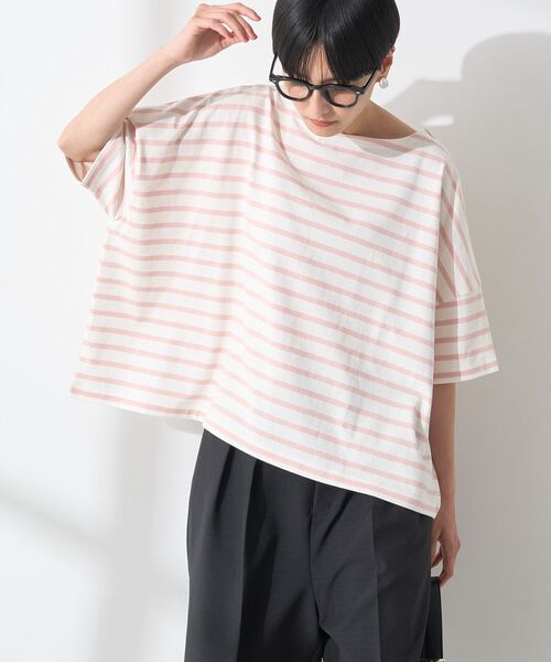 AMERICAN HOLIC（アメリカンホリック）の「バスクボーダー半袖プルオーバー（Tシャツ/カットソー・レディース・ブラック/ブルー/ピンク/ネイビー/イエロー・M/L）」の5枚目の写真