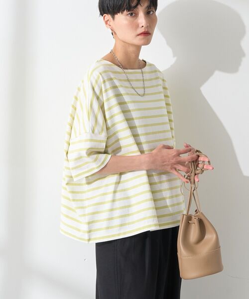 AMERICAN HOLIC（アメリカンホリック）の「バスクボーダー半袖プルオーバー（Tシャツ/カットソー・レディース・ブラック/ブルー/ピンク/ネイビー/イエロー・M/L）」の4枚目の写真