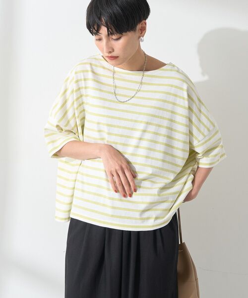 AMERICAN HOLIC（アメリカンホリック）の「バスクボーダー半袖プルオーバー（Tシャツ/カットソー・レディース・ブラック/ブルー/ピンク/ネイビー/イエロー・M/L）」の6枚目の写真