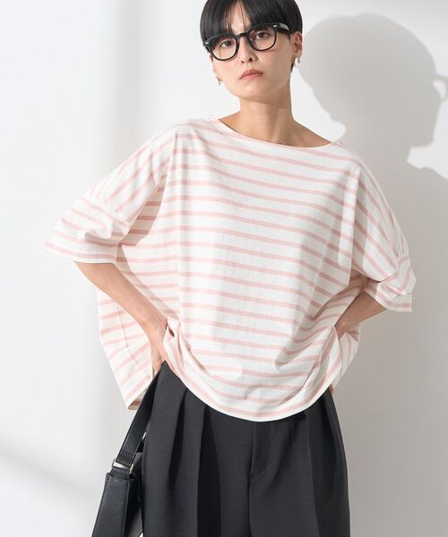 AMERICAN HOLIC（アメリカンホリック）の「バスクボーダー半袖プルオーバー（Tシャツ/カットソー・レディース・ブラック/ブルー/ピンク/ネイビー/イエロー・M/L）」の7枚目の写真