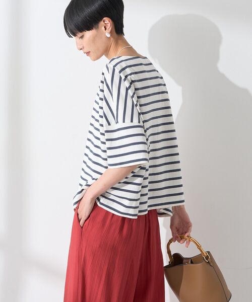 AMERICAN HOLIC（アメリカンホリック）の「バスクボーダー半袖プルオーバー（Tシャツ/カットソー・レディース・ブラック/ブルー/ピンク/ネイビー/イエロー・M/L）」の8枚目の写真