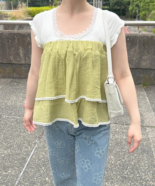 frunco（フランコ）の「【ZOZO限定】2wayコットンフリルブラウス（シャツ/ブラウス・レディース・ホワイト/アイボリー/グリーン・MEDIUM）」の3枚目の写真