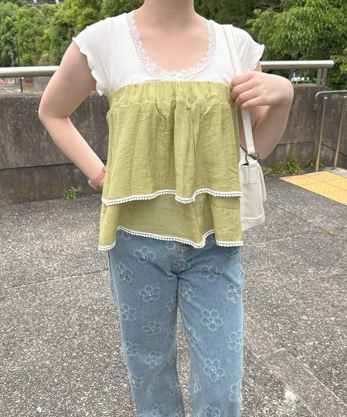 frunco（フランコ）の「【ZOZO限定】2wayコットンフリルブラウス（シャツ/ブラウス・レディース・ホワイト/アイボリー/グリーン・MEDIUM）」の8枚目の写真