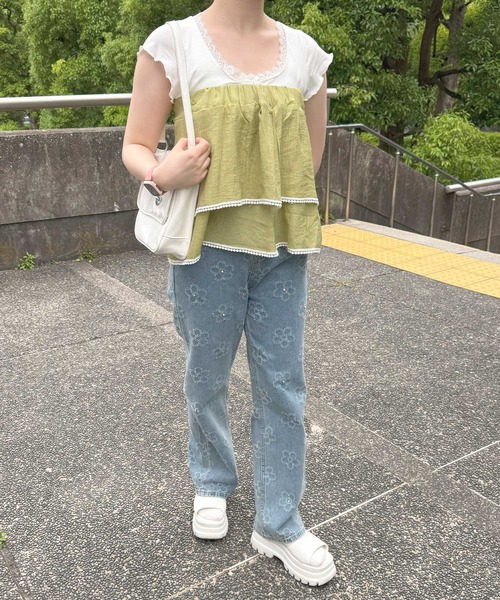 frunco（フランコ）の「【ZOZO限定】2wayコットンフリルブラウス（シャツ/ブラウス・レディース・ホワイト/アイボリー/グリーン・MEDIUM）」の10枚目の写真