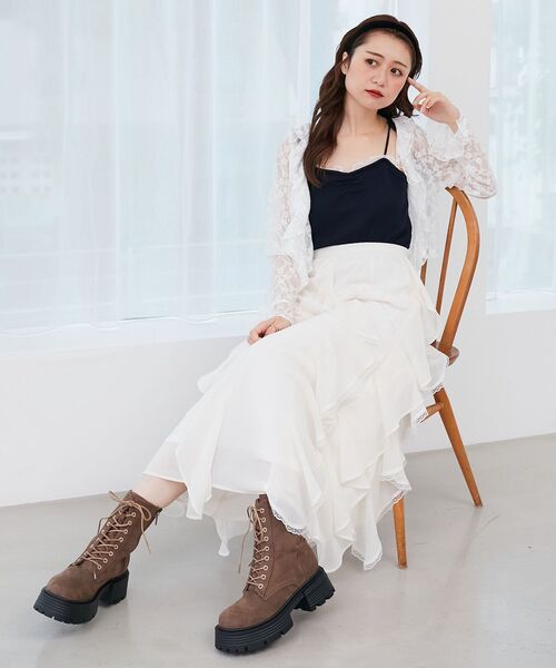 MAJESTIC LEGON（マジェスティックレゴン）の「タンクソールレースアップブーツ（ブーツ・レディース・ブラウン/ブラウン系その他2/ブラック・SMALL/MEDIUM/LARGE/X-LARGE）」の5枚目の写真