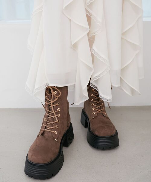 MAJESTIC LEGON（マジェスティックレゴン）の「タンクソールレースアップブーツ（ブーツ・レディース・ブラウン/ブラウン系その他2/ブラック・SMALL/MEDIUM/LARGE/X-LARGE）」の8枚目の写真