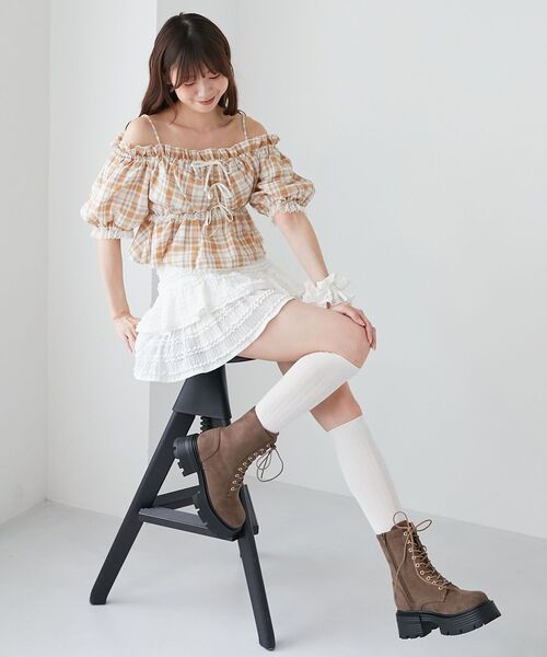 MAJESTIC LEGON（マジェスティックレゴン）の「タンクソールレースアップブーツ（ブーツ・レディース・ブラウン/ブラウン系その他2/ブラック・SMALL/MEDIUM/LARGE/X-LARGE）」の9枚目の写真