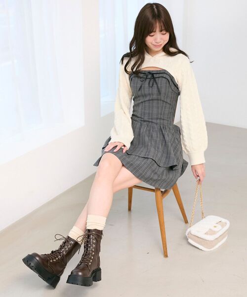 MAJESTIC LEGON（マジェスティックレゴン）の「タンクソールレースアップブーツ（ブーツ・レディース・ブラウン/ブラウン系その他2/ブラック・SMALL/MEDIUM/LARGE/X-LARGE）」の12枚目の写真