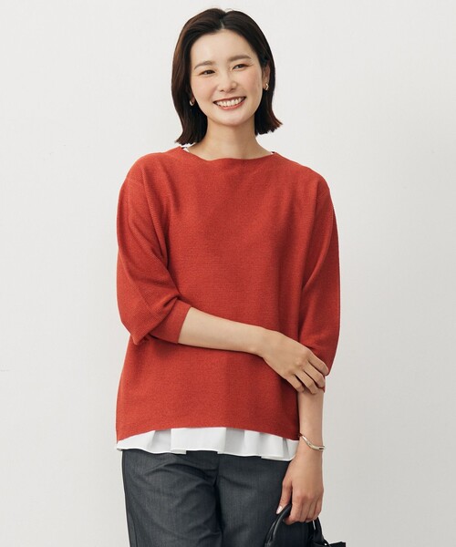 J.PRESS(ジェイプレス)の「LINKS LINKS ニット(ニット/セーター・レディース・イエロー系/サックスブルー系/オレンジ系・LARGE/MEDIUM)」の1枚目の写真