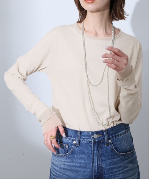 SLOBE IENA(スローブイエナ)の「《追加》レイヤードスリーブロンTEE(Tシャツ/カットソー・レディース・ホワイト/アイボリー/ブラック/ピンク系その他・FREE)」の10枚目の写真