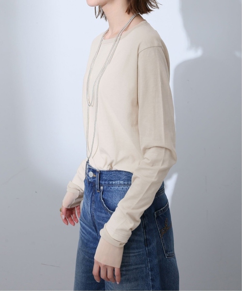 SLOBE IENA(スローブイエナ)の「《追加》レイヤードスリーブロンTEE(Tシャツ/カットソー・レディース・ホワイト/アイボリー/ブラック/ピンク系その他・FREE)」の11枚目の写真