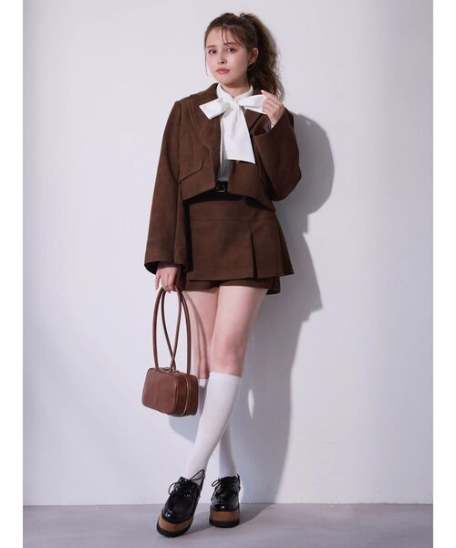 dazzlin（ダズリン）の「【セットアップ対応】レイヤードスカートパンツ（スカート・レディース・その他1/ブラウン/アイボリー/チャコールグレー・MEDIUM/SMALL）」の12枚目の写真