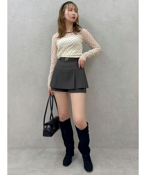 dazzlin（ダズリン）の「【セットアップ対応】レイヤードスカートパンツ（スカート・レディース・その他1/ブラウン/アイボリー/チャコールグレー・MEDIUM/SMALL）」の21枚目の写真