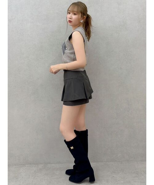 dazzlin（ダズリン）の「【セットアップ対応】レイヤードスカートパンツ（スカート・レディース・その他1/ブラウン/アイボリー/チャコールグレー・MEDIUM/SMALL）」の5枚目の写真