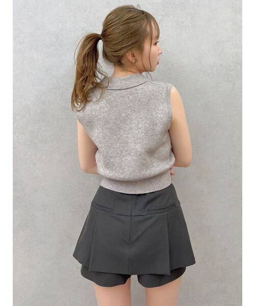 dazzlin（ダズリン）の「【セットアップ対応】レイヤードスカートパンツ（スカート・レディース・その他1/ブラウン/アイボリー/チャコールグレー・MEDIUM/SMALL）」の6枚目の写真