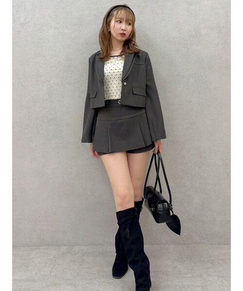 dazzlin（ダズリン）の「【セットアップ対応】レイヤードスカートパンツ（スカート・レディース・その他1/ブラウン/アイボリー/チャコールグレー・MEDIUM/SMALL）」の8枚目の写真