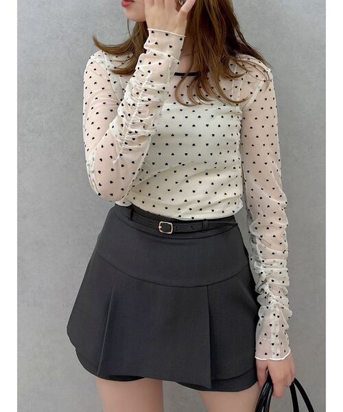 dazzlin（ダズリン）の「【セットアップ対応】レイヤードスカートパンツ（スカート・レディース・その他1/ブラウン/アイボリー/チャコールグレー・MEDIUM/SMALL）」の9枚目の写真