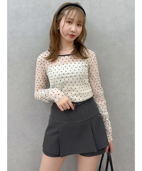 dazzlin（ダズリン）の「【セットアップ対応】レイヤードスカートパンツ（スカート・レディース・その他1/ブラウン/アイボリー/チャコールグレー・MEDIUM/SMALL）」の10枚目の写真