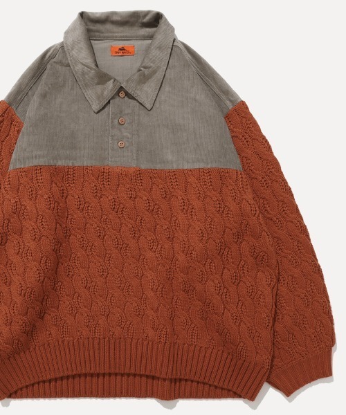 KRIFF MAYER Lady's Collection（クリフメイヤーレディースコレクション）の「【柔らかい･襟付き】コーデュロイドッキングニット（ニット/セーター・レディース・ベージュ/オレンジ/ネイビー/ライトグレー・MEDIUM/LARGE）」の4枚目の写真