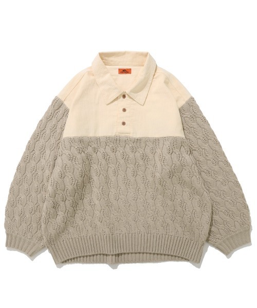 KRIFF MAYER Lady's Collection（クリフメイヤーレディースコレクション）の「【柔らかい･襟付き】コーデュロイドッキングニット（ニット/セーター・レディース・ベージュ/オレンジ/ネイビー/ライトグレー・MEDIUM/LARGE）」の16枚目の写真