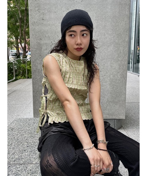 セール】CHERISH CHECK SHIRRING TOP（タンクトップ）｜ELCHELE