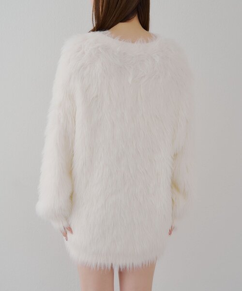 continuer de NICE CLAUP（コンティニューデナイスクラップ）の「フェザーBIGカーディガン（カーディガン/ボレロ・レディース・ベージュ/ピンク/オフホワイト/チャコールグレー・FREE）」の19枚目の写真