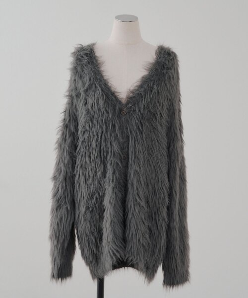 continuer de NICE CLAUP（コンティニューデナイスクラップ）の「フェザーBIGカーディガン（カーディガン/ボレロ・レディース・ベージュ/ピンク/オフホワイト/チャコールグレー・FREE）」の22枚目の写真