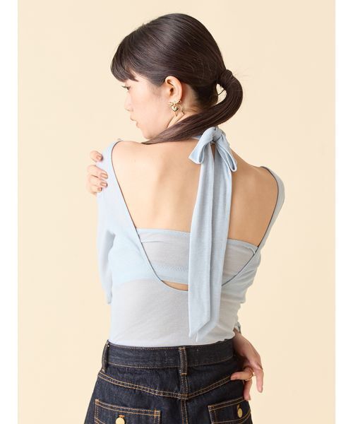 LILY BROWN（リリーブラウン）の「【LILY BROWN Lingerie】バンドゥ付き2wayボディスーツ（Tシャツ/カットソー・レディース・オフホワイト/チャコールグレー/ライトブルー・F）」の10枚目の写真