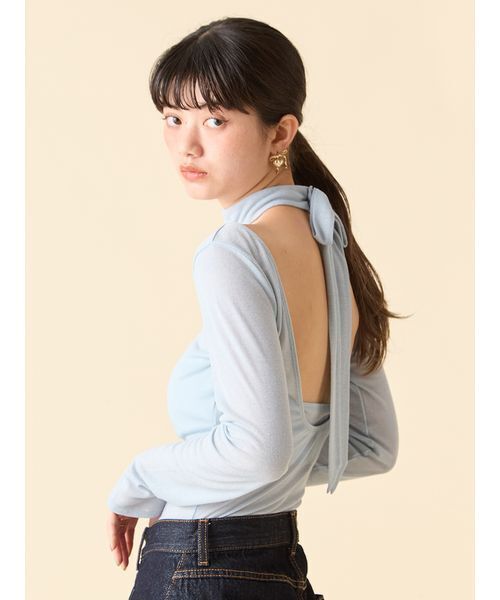 LILY BROWN（リリーブラウン）の「【LILY BROWN Lingerie】バンドゥ付き2wayボディスーツ（Tシャツ/カットソー・レディース・オフホワイト/チャコールグレー/ライトブルー・F）」の11枚目の写真