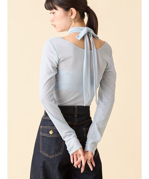 LILY BROWN（リリーブラウン）の「【LILY BROWN Lingerie】バンドゥ付き2wayボディスーツ（Tシャツ/カットソー・レディース・オフホワイト/チャコールグレー/ライトブルー・F）」の13枚目の写真