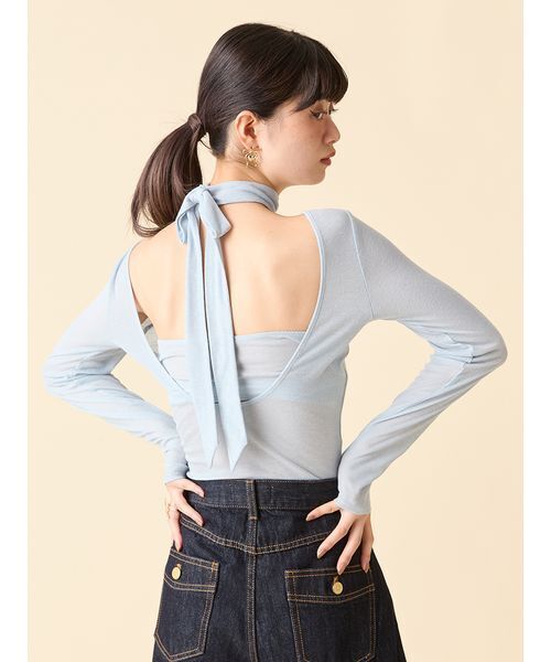 LILY BROWN（リリーブラウン）の「【LILY BROWN Lingerie】バンドゥ付き2wayボディスーツ（Tシャツ/カットソー・レディース・オフホワイト/チャコールグレー/ライトブルー・F）」の14枚目の写真