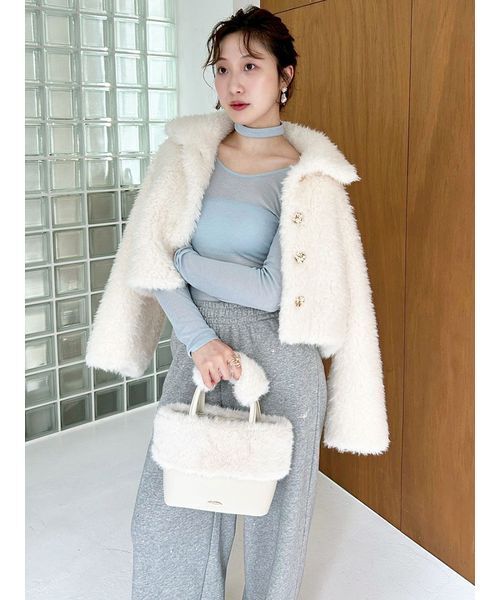 LILY BROWN（リリーブラウン）の「【LILY BROWN Lingerie】バンドゥ付き2wayボディスーツ（Tシャツ/カットソー・レディース・オフホワイト/チャコールグレー/ライトブルー・F）」の19枚目の写真