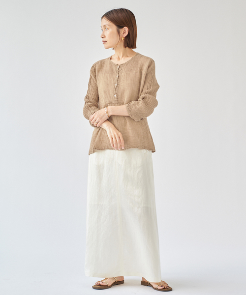 ブラウス シャツ 「追加」LES ATELIERS FRANCAIS DE CONFECTION ヘンリーネックトップス レディース 追加》LES ATELIERS FRANCAIS DE CONFECTION ヘンリーネック